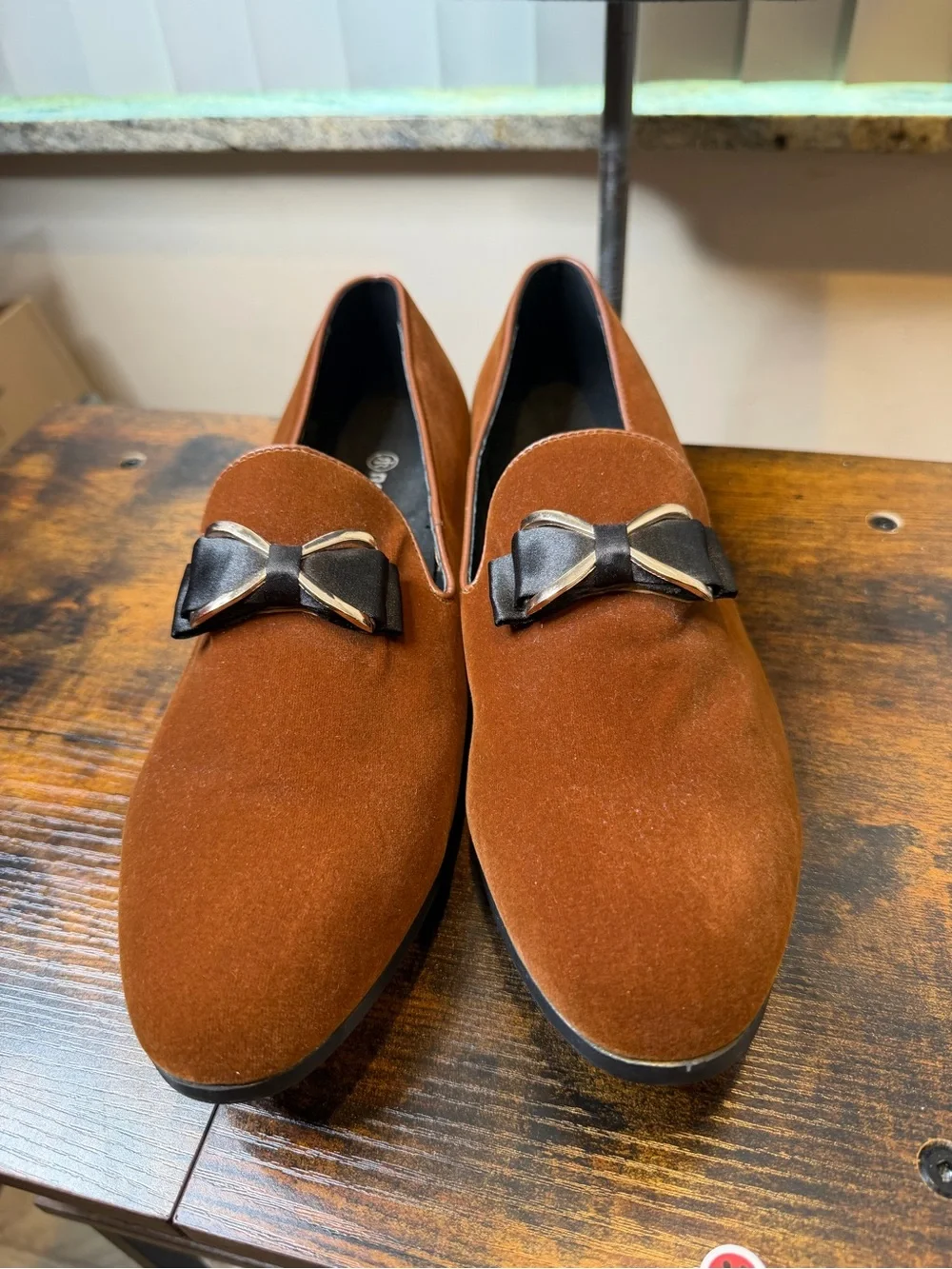 Romario Men's Velvet Slip-on Loafers in a cognac brown dark tan color Size 11